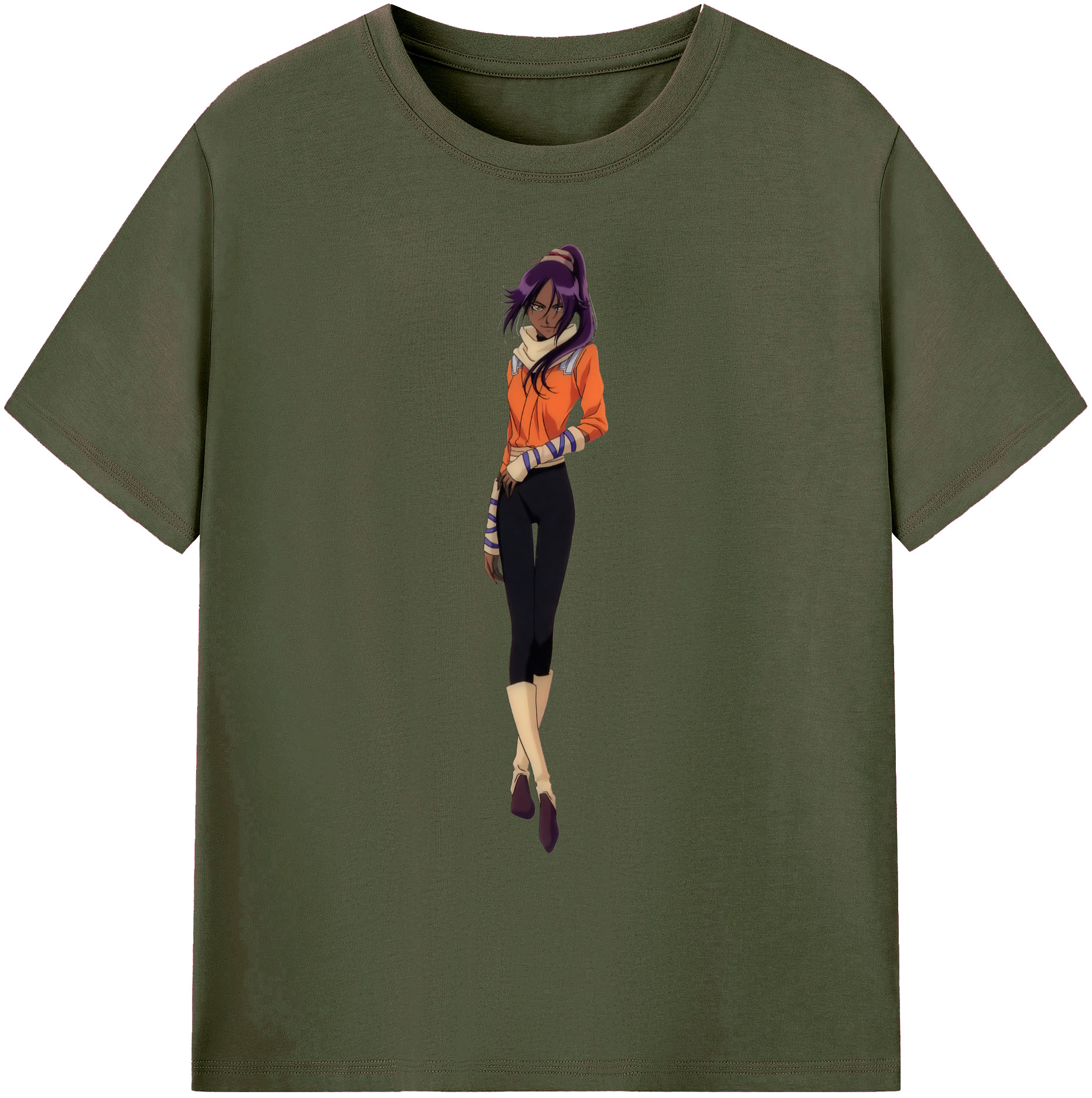 （画像用） ブリーチ 四楓院 夜一（しほういん よるいち） BLEACH Shihouin Yoruichi 綿100％ メンズ半袖Tシャツ｜肌触りやわらか＆通気性